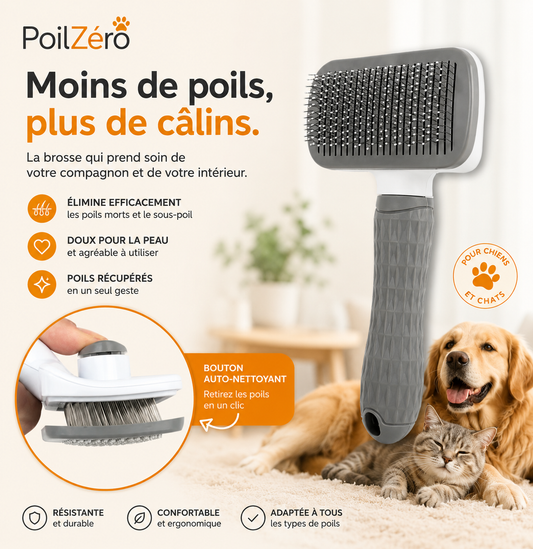 Brosse Autonettoyante Pro — Adieu les poils en 10 secondes