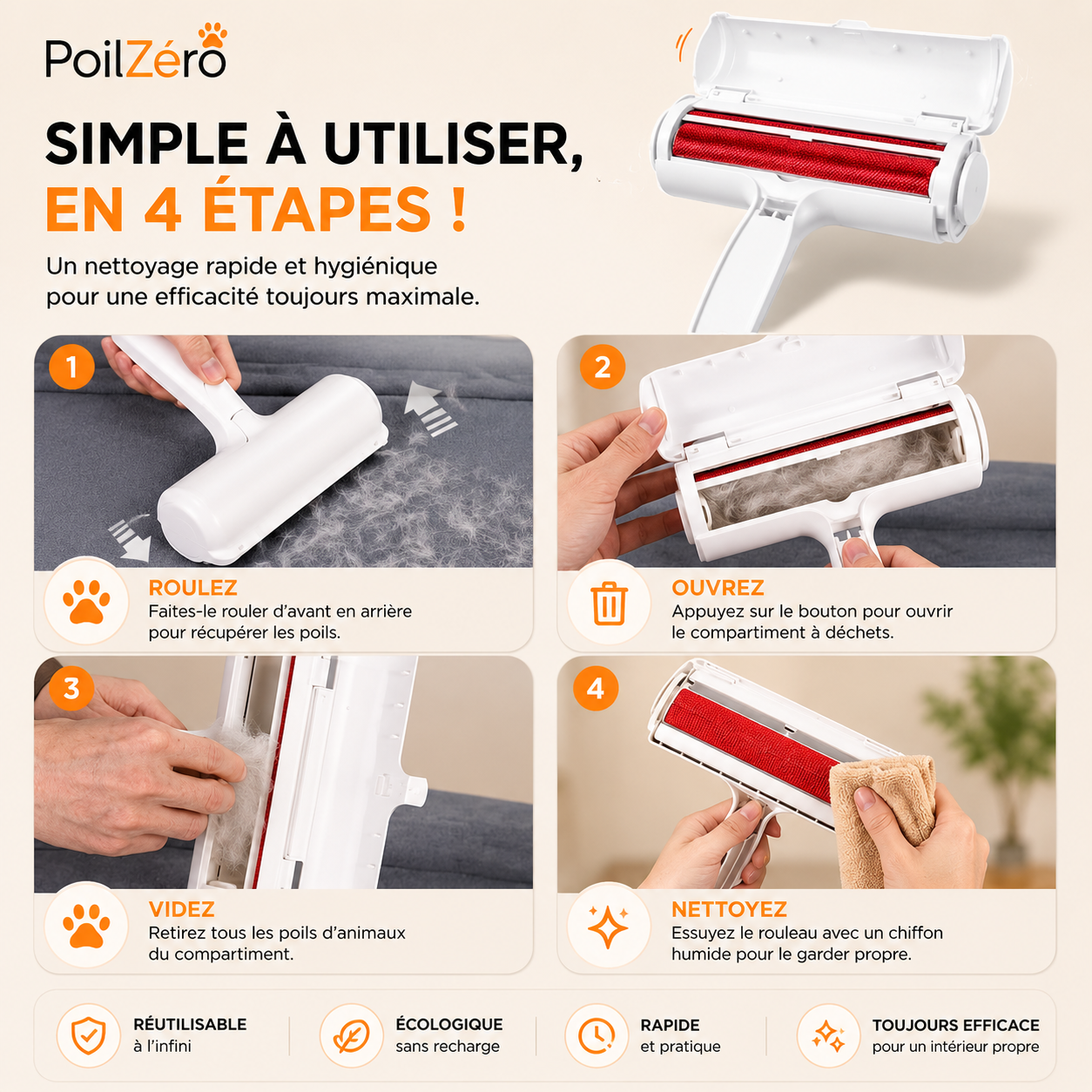 Brosse Anti-Poils Réutilisable™